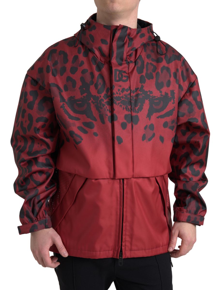 Dolce & Gabbana Radiant Red Leopard Print Hooded Jacket - ACCEXO