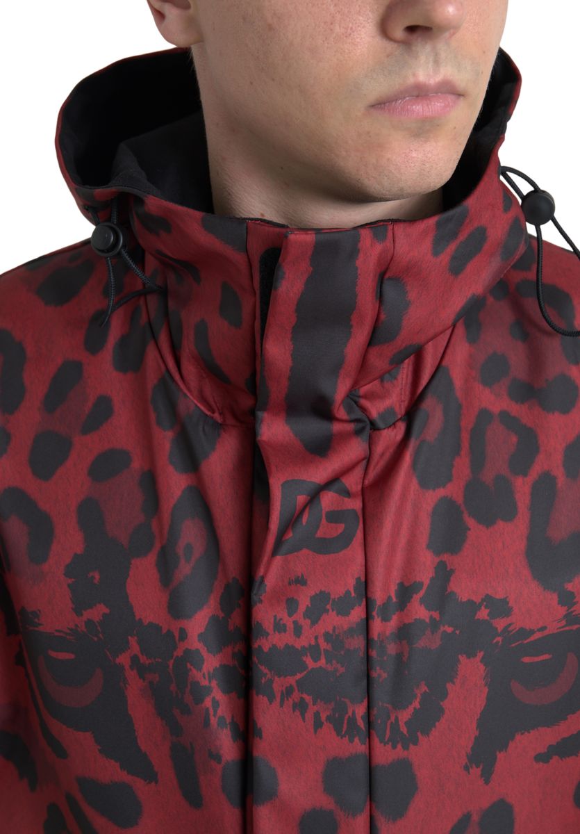 Dolce & Gabbana Radiant Red Leopard Print Hooded Jacket - ACCEXO
