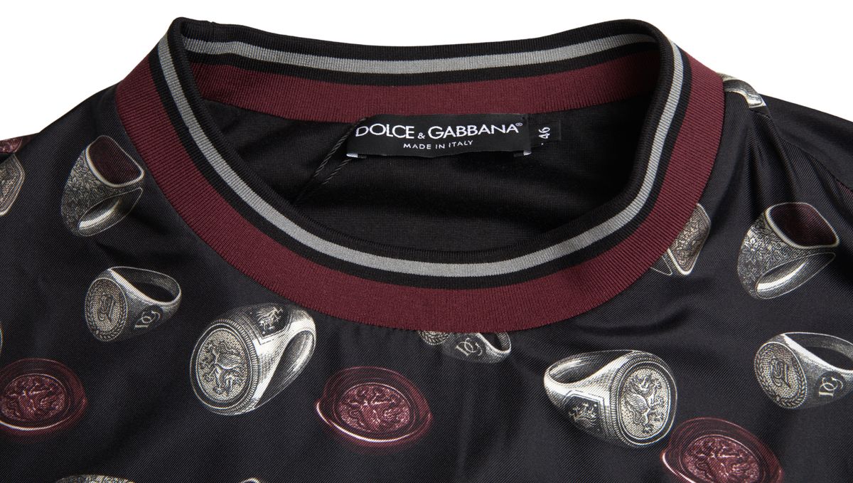Dolce & Gabbana Elegant Silk Crewneck Pullover - Black Multicolor - ACCEXO