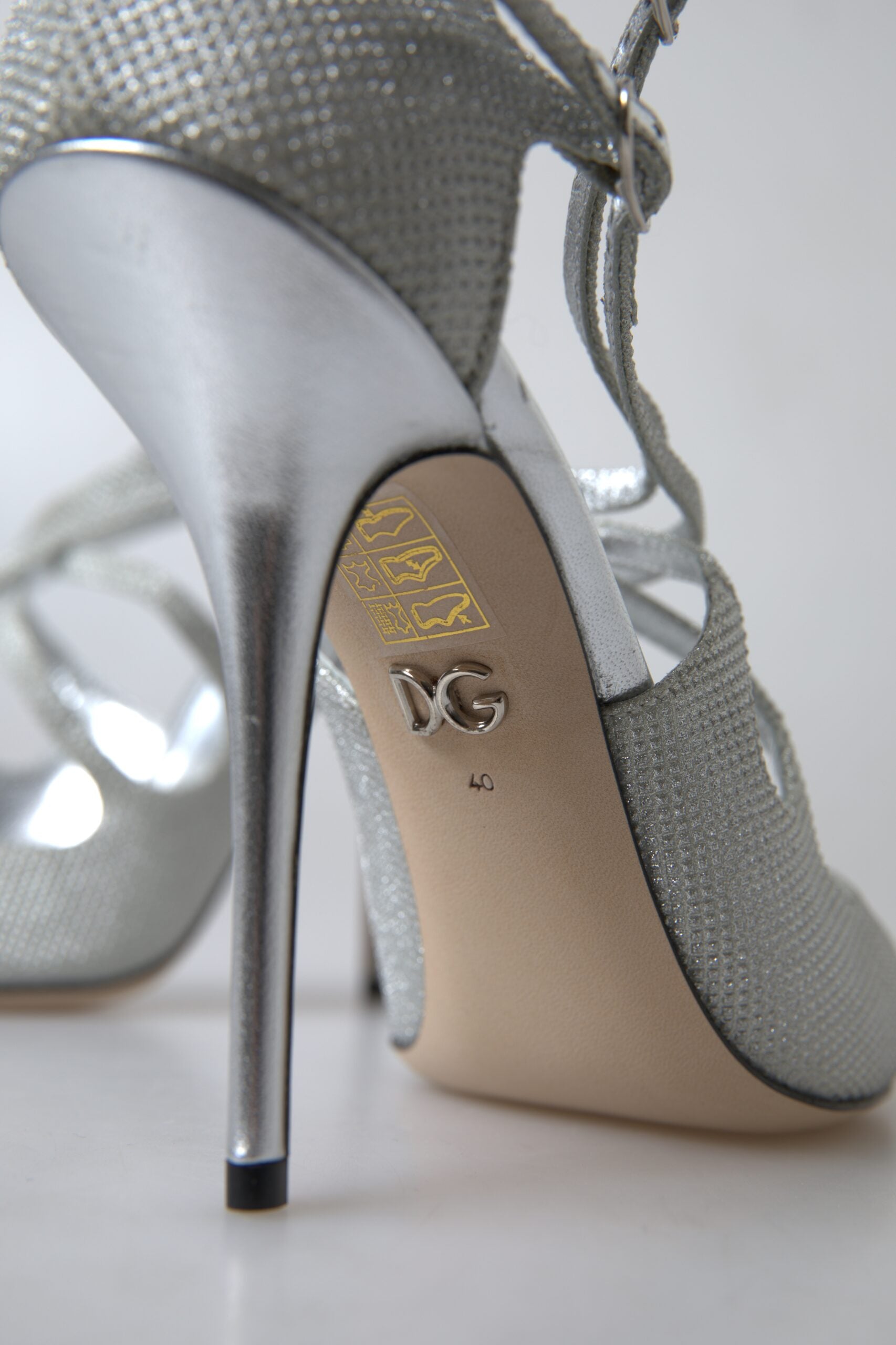 Dolce & Gabbana Elegant Shimmering Silver High-Heeled Sandals - ACCEXO