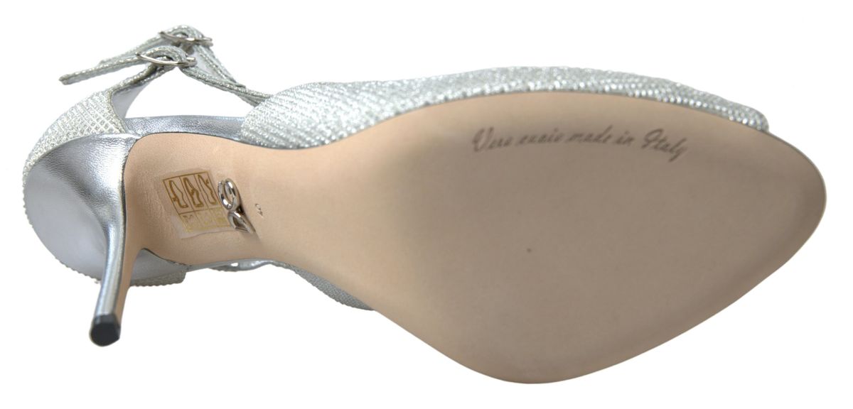 Dolce & Gabbana Elegant Shimmering Silver High-Heeled Sandals - ACCEXO