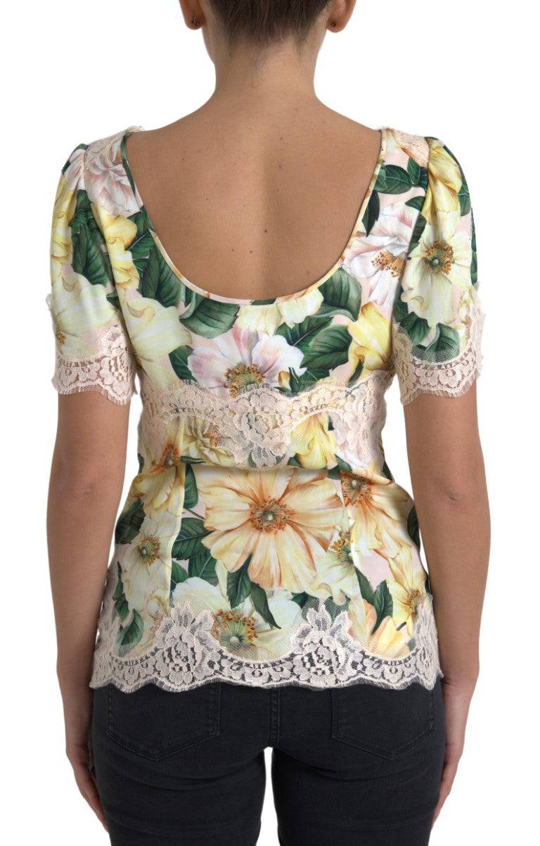 Dolce & Gabbana Elegant Floral Print Silk Blouse - ACCEXO