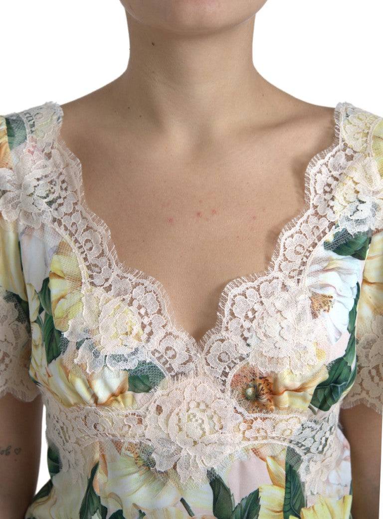 Dolce & Gabbana Elegant Floral Print Silk Blouse - ACCEXO