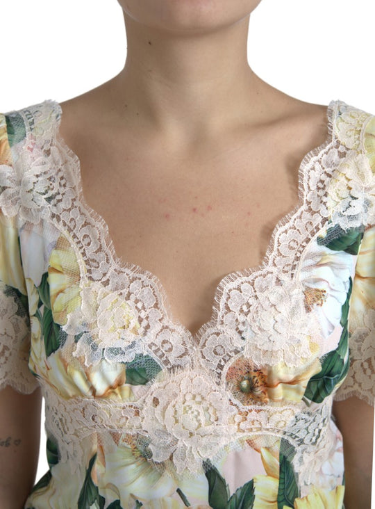 Dolce & Gabbana Elegant Floral Print Silk Blouse