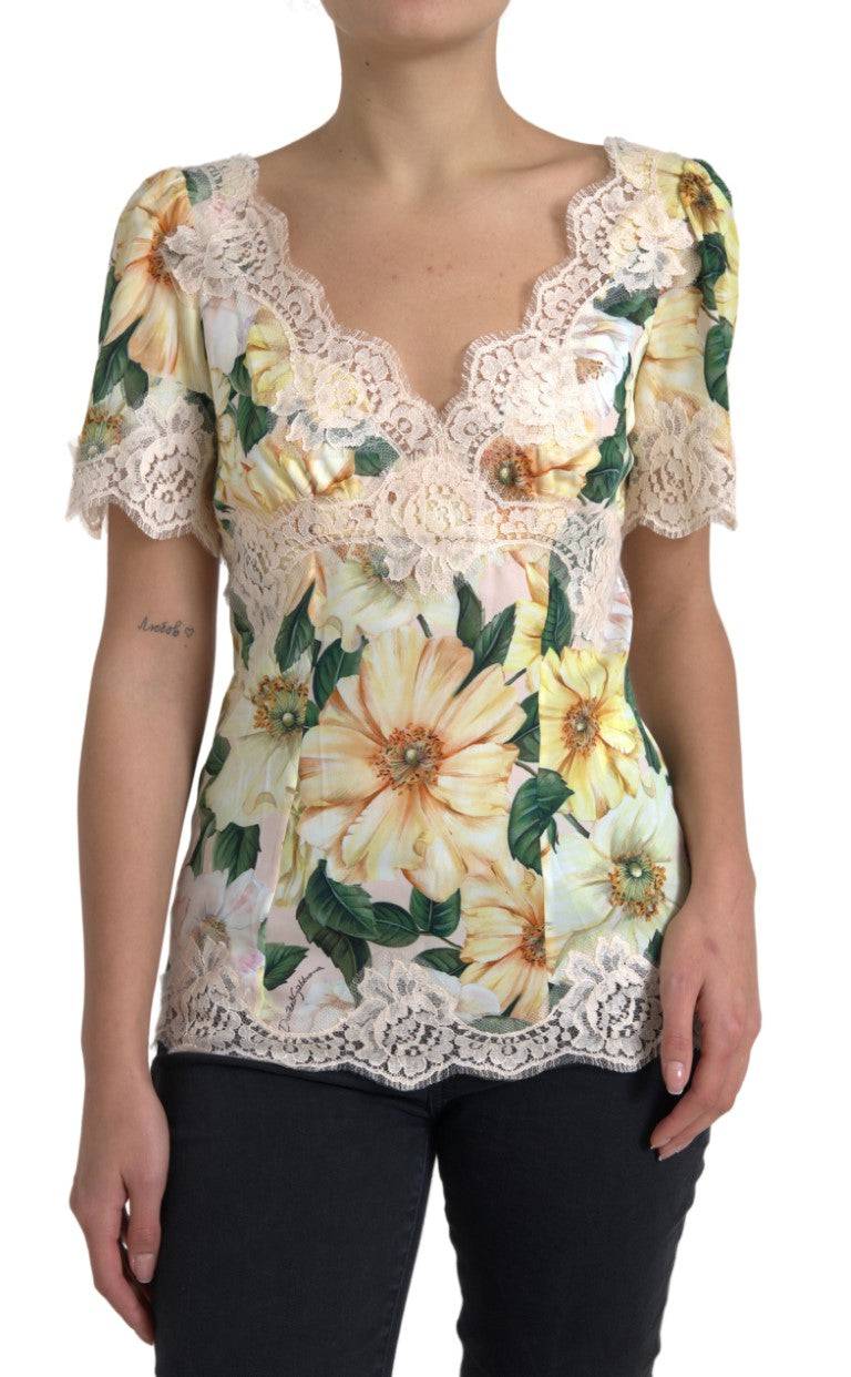Dolce & Gabbana Elegant Floral Print Silk Blouse - ACCEXO