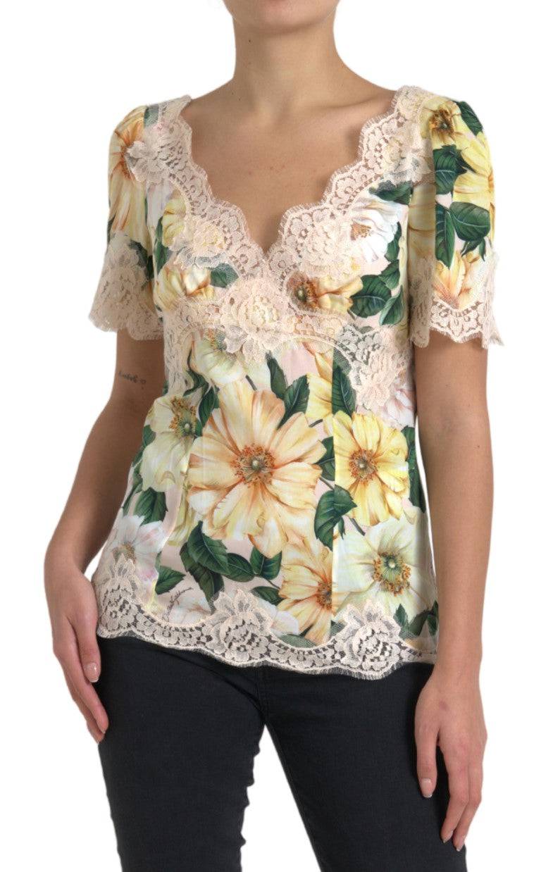 Dolce & Gabbana Elegant Floral Print Silk Blouse - ACCEXO