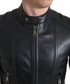 Dolce & Gabbana Sleek Black Leather Biker Jacket