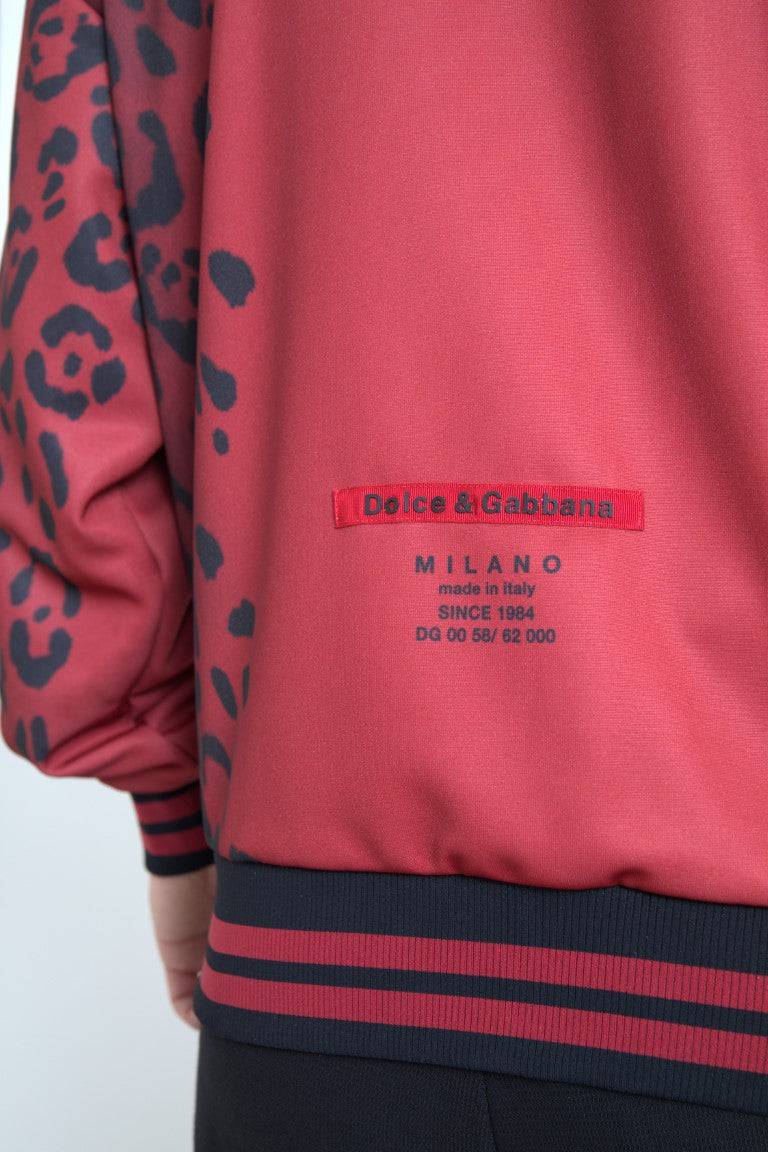 Dolce & Gabbana Red Leopard Print Bomber Jacket - ACCEXO