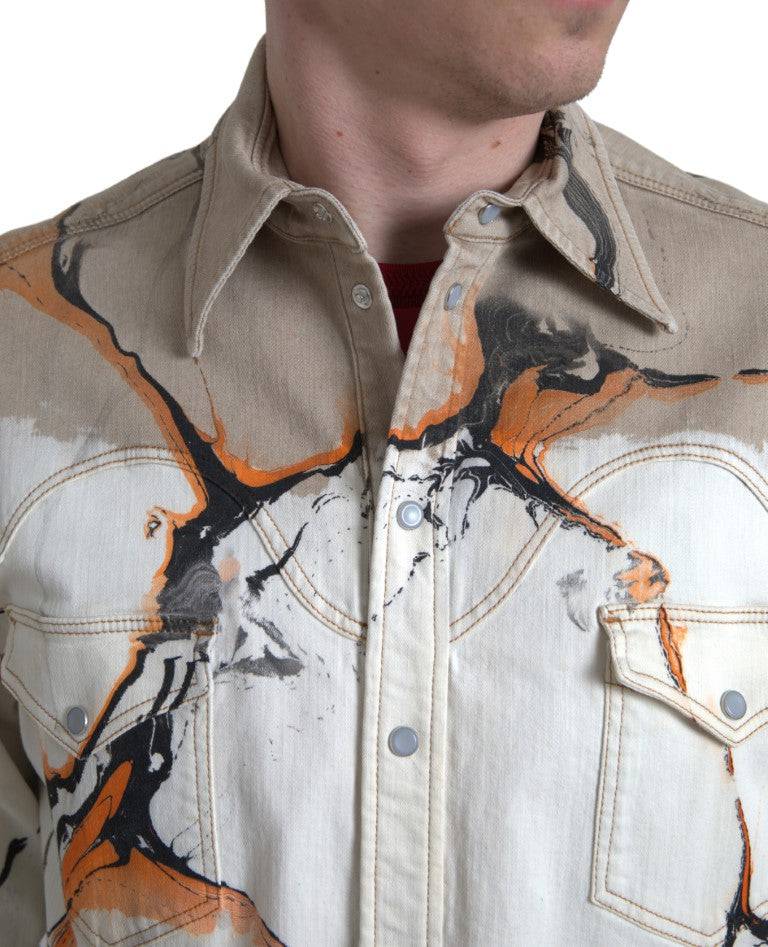 Dolce & Gabbana Multicolor Cotton Stretch Denim Shirt - ACCEXO
