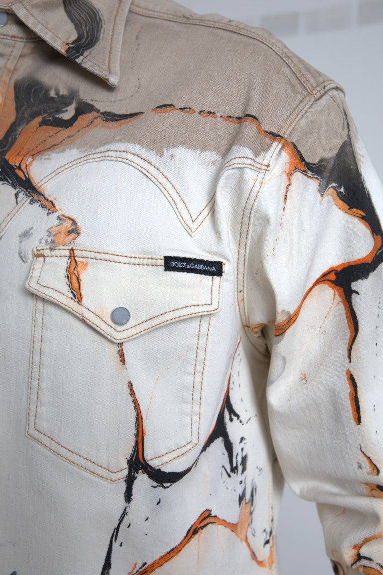 Dolce & Gabbana Multicolor Cotton Stretch Denim Shirt - ACCEXO
