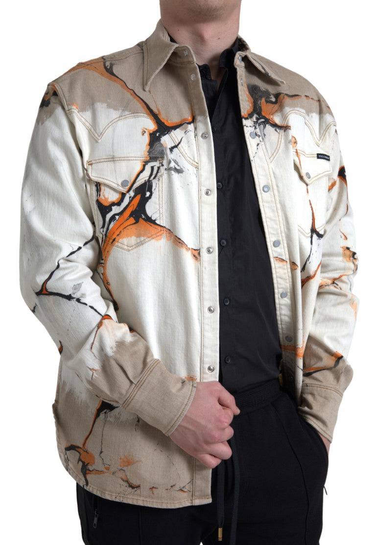 Dolce & Gabbana Multicolor Cotton Stretch Denim Shirt - ACCEXO