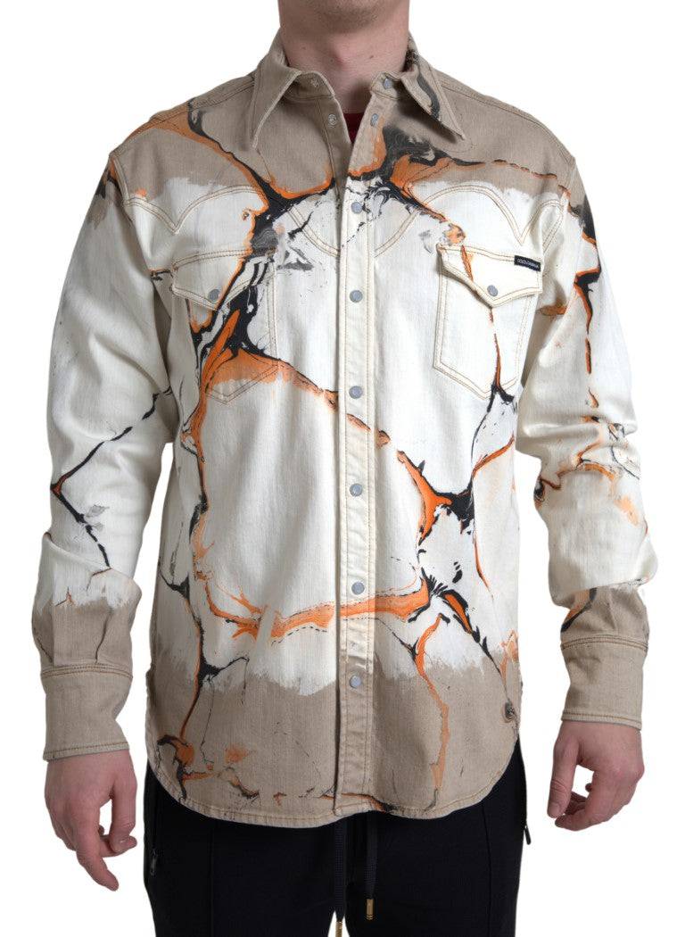 Dolce & Gabbana Multicolor Cotton Stretch Denim Shirt - ACCEXO
