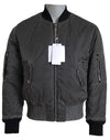 MM6 Maison Margiela Elegant Gray Bomber Jacket Full Zip Closure