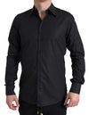 Dolce & Gabbana Elegant Black Gold Button Formal Shirt