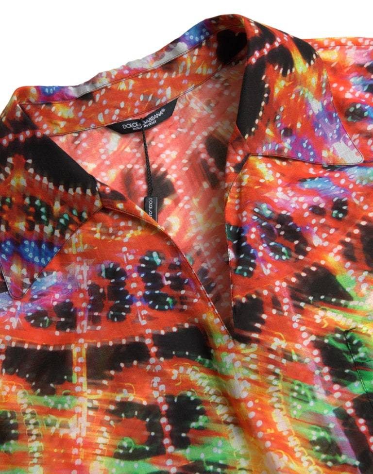 Dolce & Gabbana Multicolor Luminarie Print Cotton Polo Shirt - ACCEXO