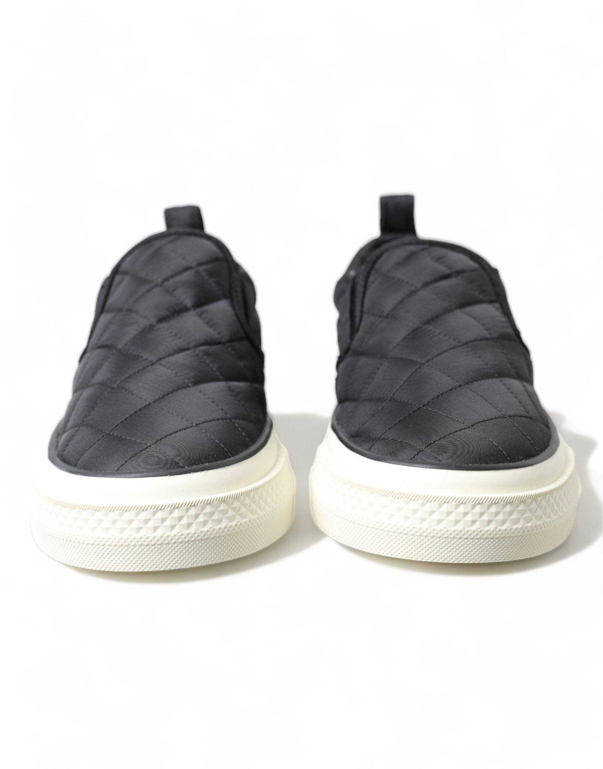Dolce & Gabbana Elegant Quilted Black Canvas Sneakers - ACCEXO