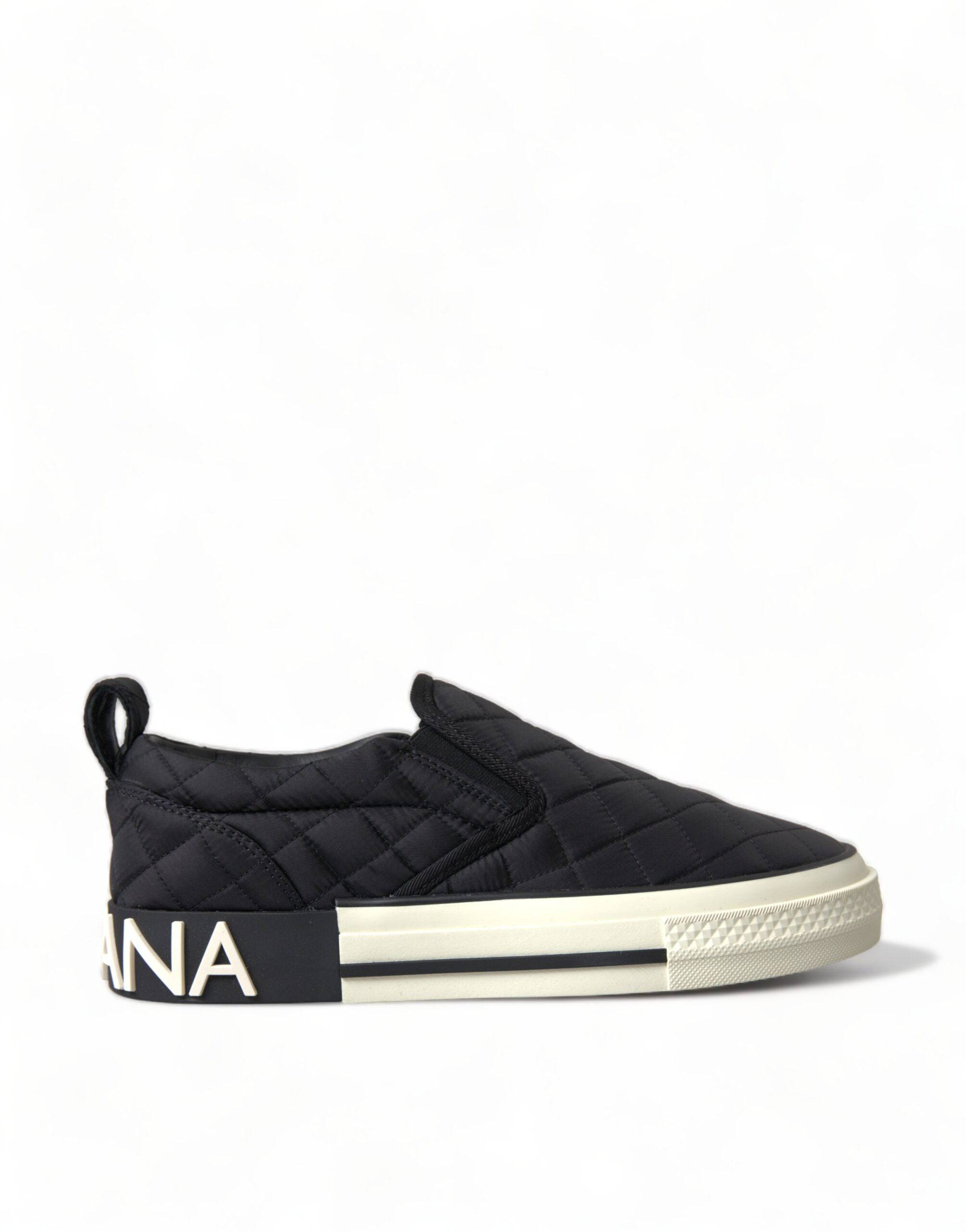 Dolce & Gabbana Elegant Quilted Black Canvas Sneakers - ACCEXO