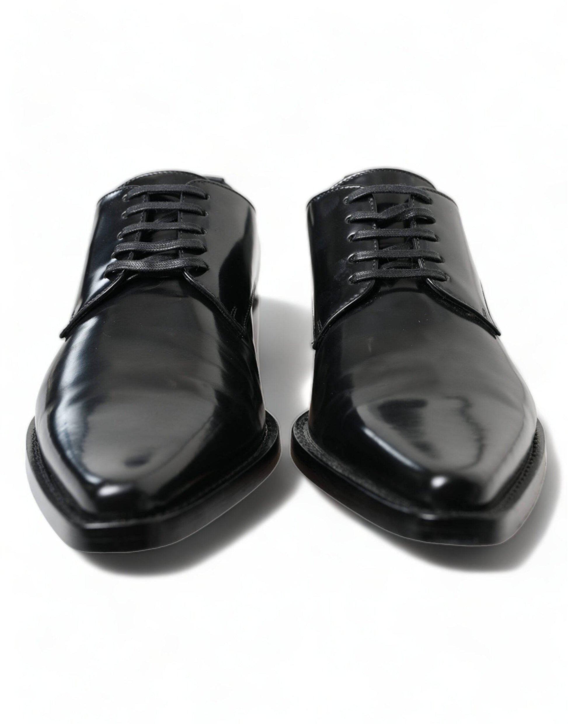 Dolce & Gabbana Elegant Black Leather Formal Flats - ACCEXO