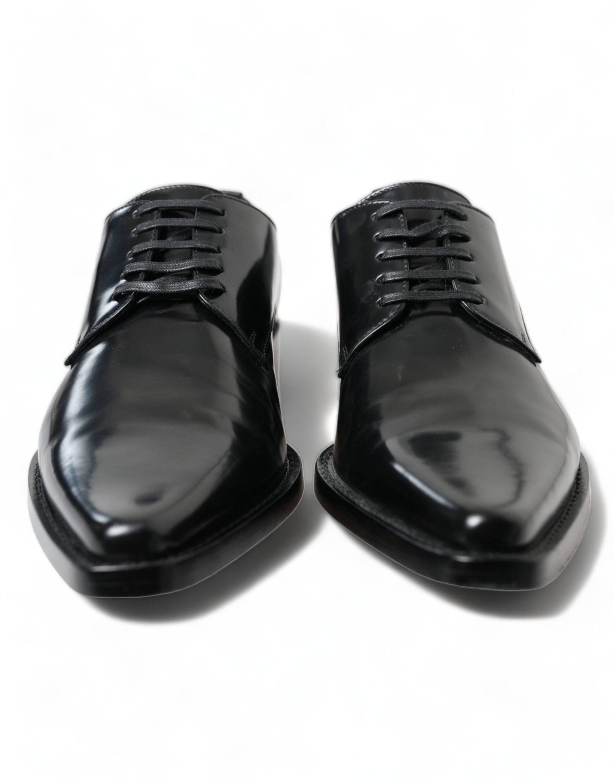 Dolce & Gabbana Elegant Black Leather Formal Flats - ACCEXO