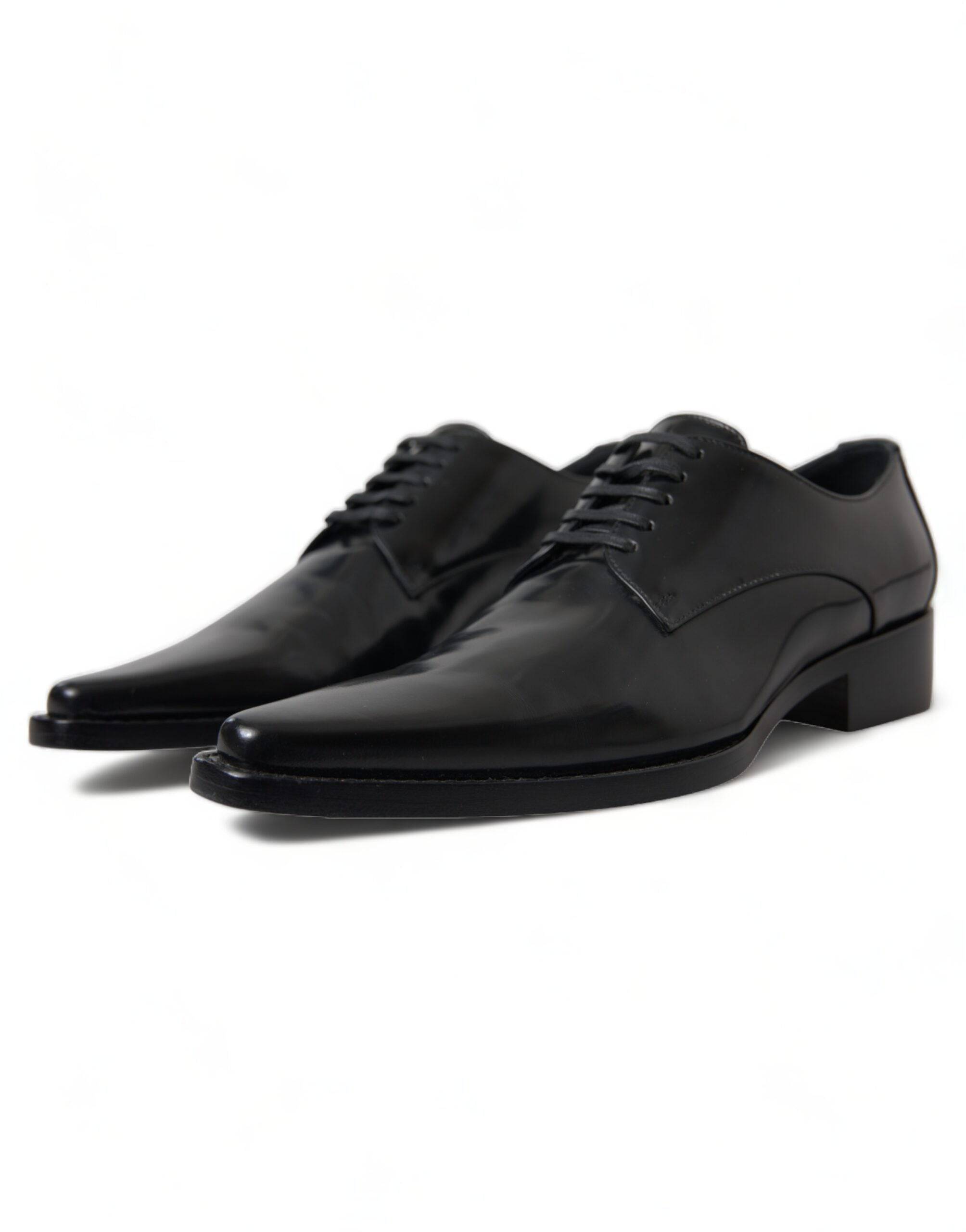 Dolce & Gabbana Elegant Black Leather Formal Flats - ACCEXO