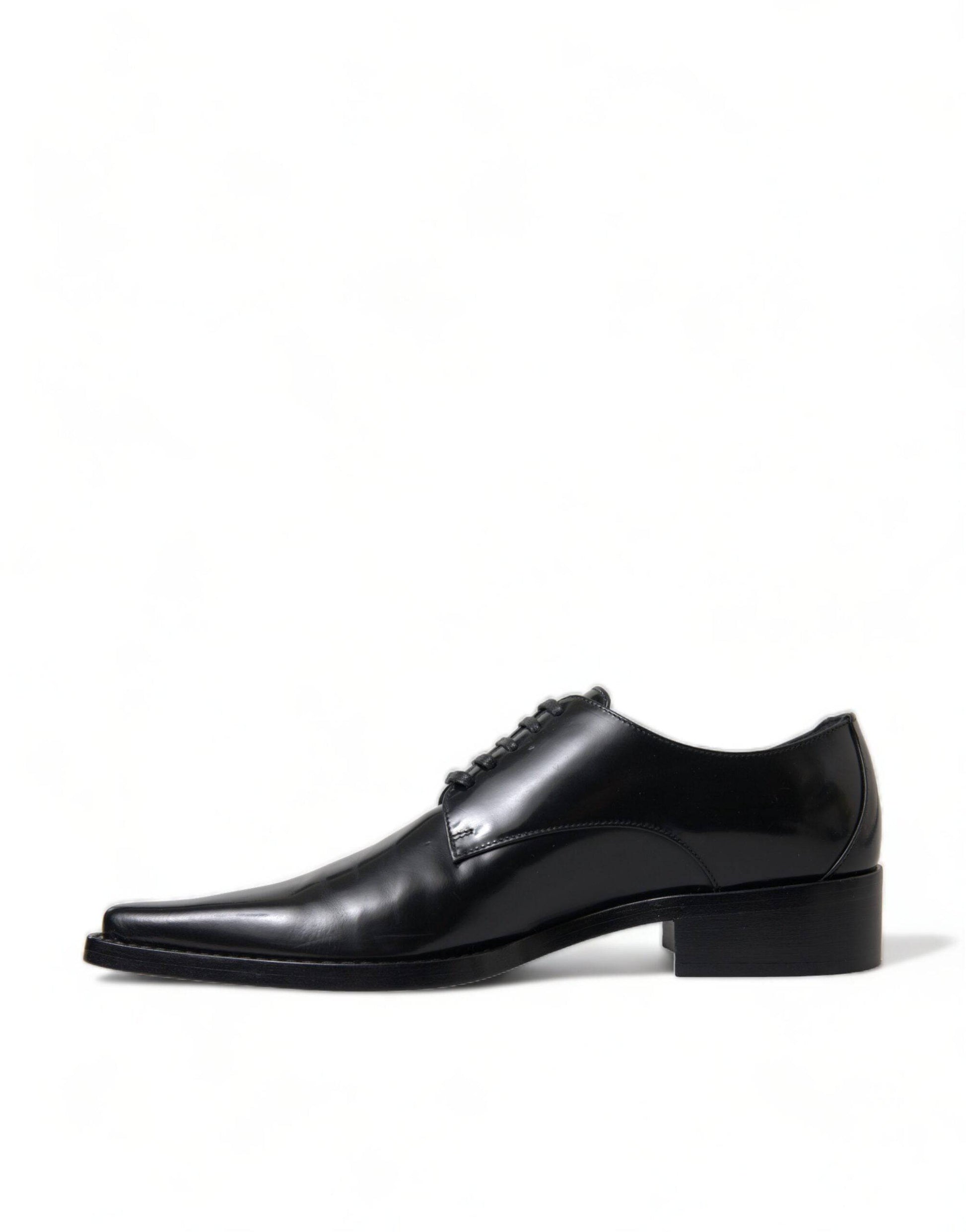 Dolce & Gabbana Elegant Black Leather Formal Flats - ACCEXO