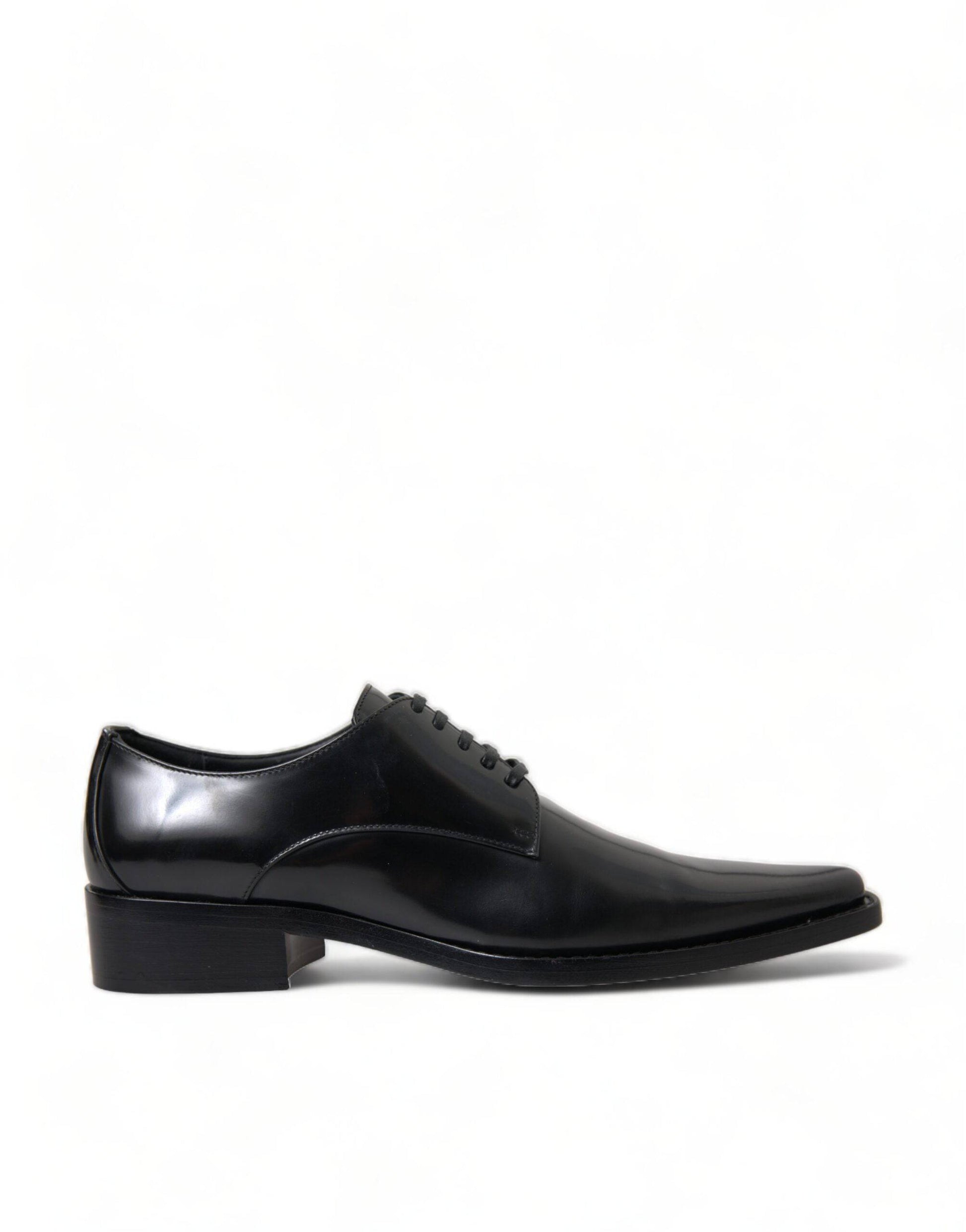 Dolce & Gabbana Elegant Black Leather Formal Flats - ACCEXO