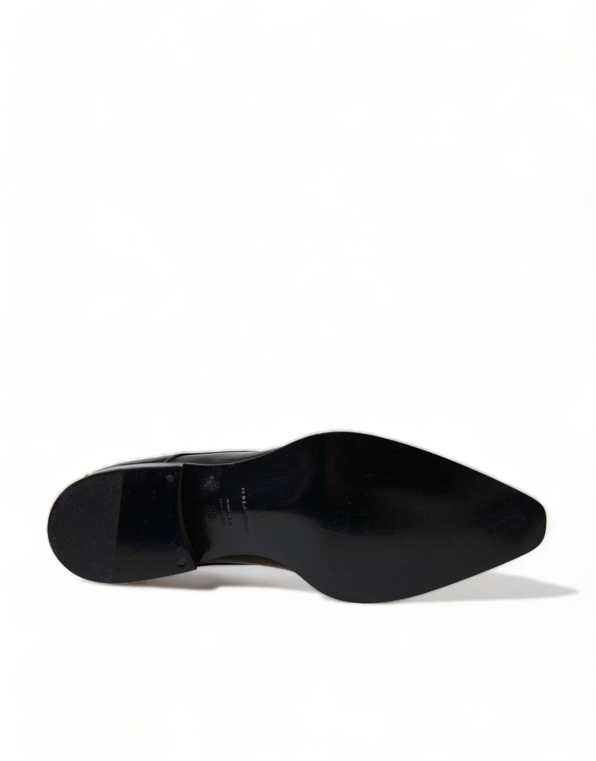 Dolce & Gabbana Elegant Black Leather Formal Flats - ACCEXO
