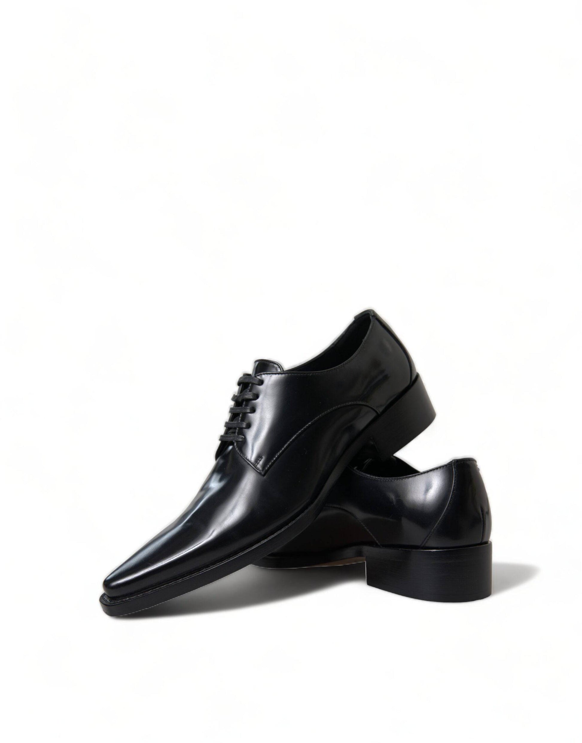 Dolce & Gabbana Elegant Black Leather Formal Flats - ACCEXO