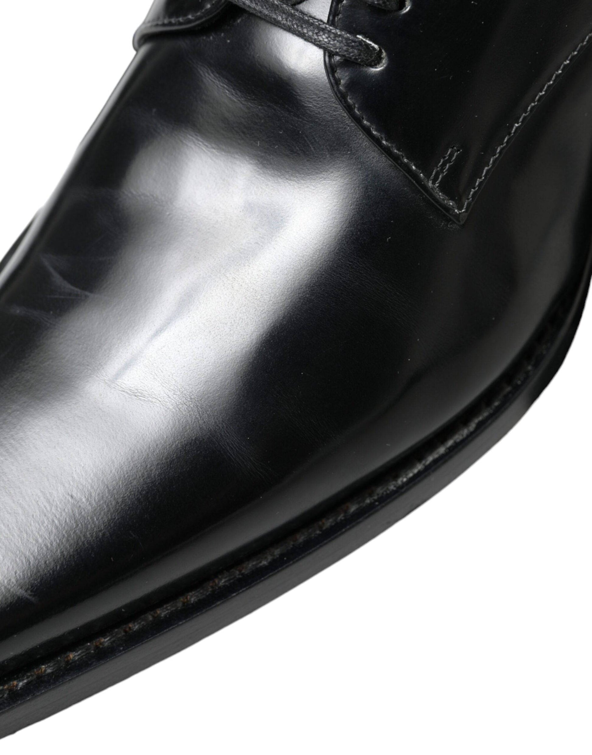 Dolce & Gabbana Elegant Black Leather Formal Flats - ACCEXO