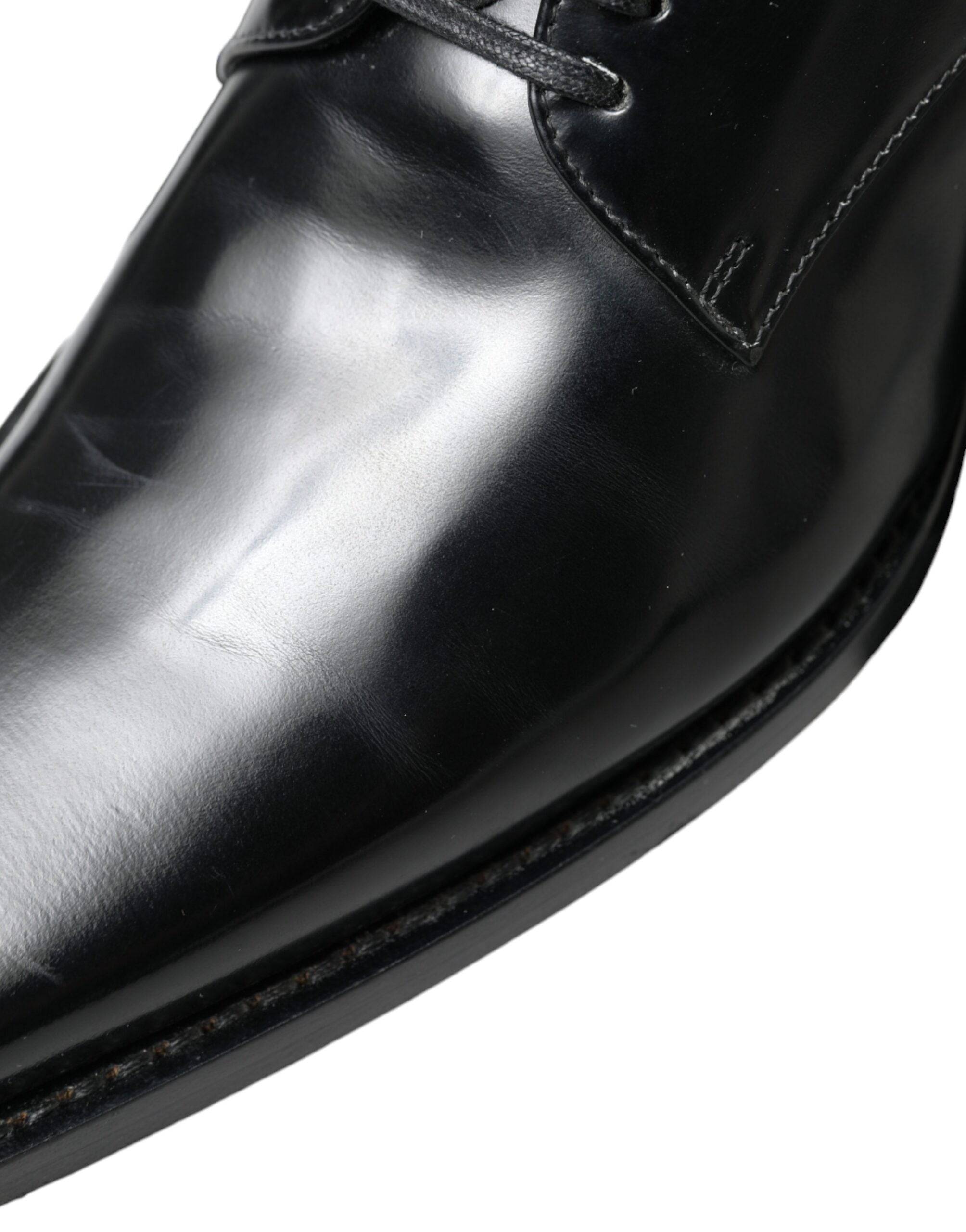 Dolce & Gabbana Elegant Black Leather Formal Flats - ACCEXO