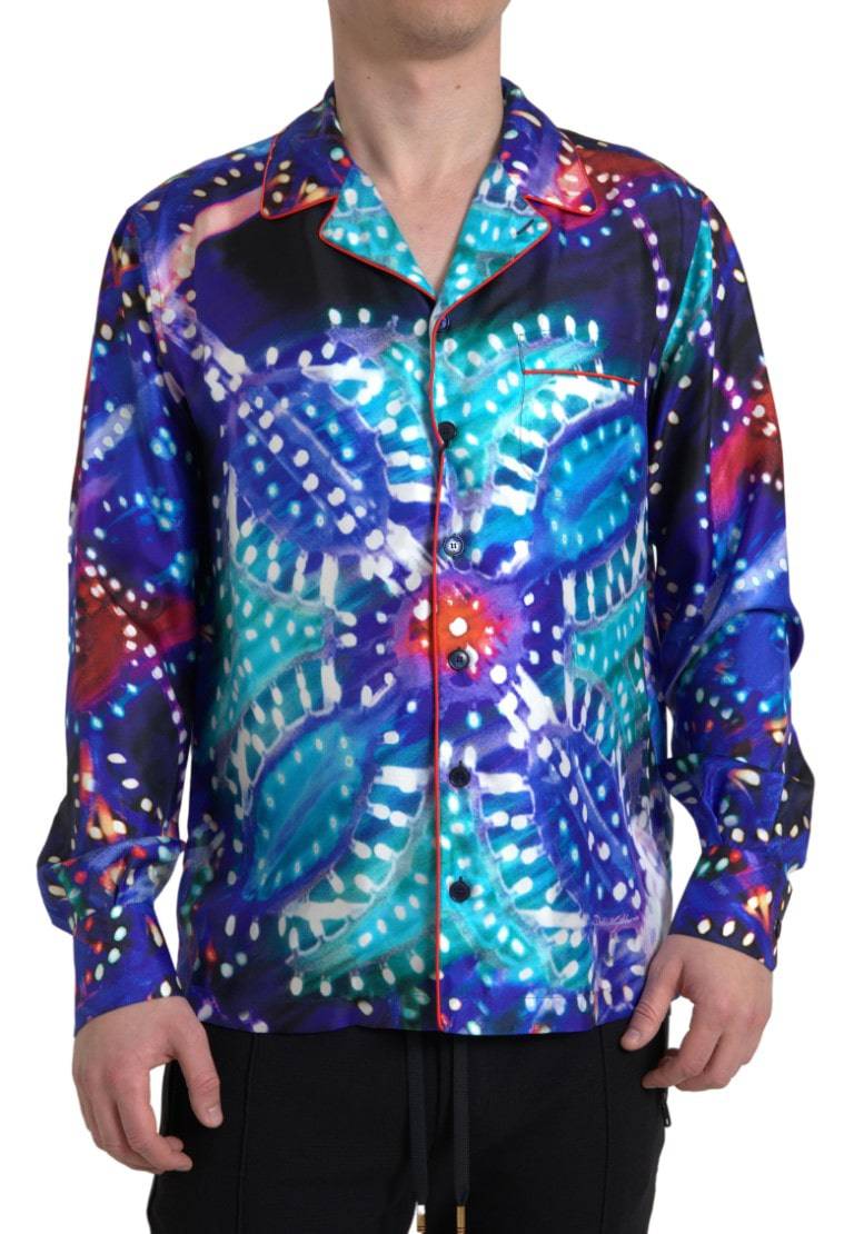 Dolce & Gabbana Psychedelic Print Silk Pajama Shirt - ACCEXO