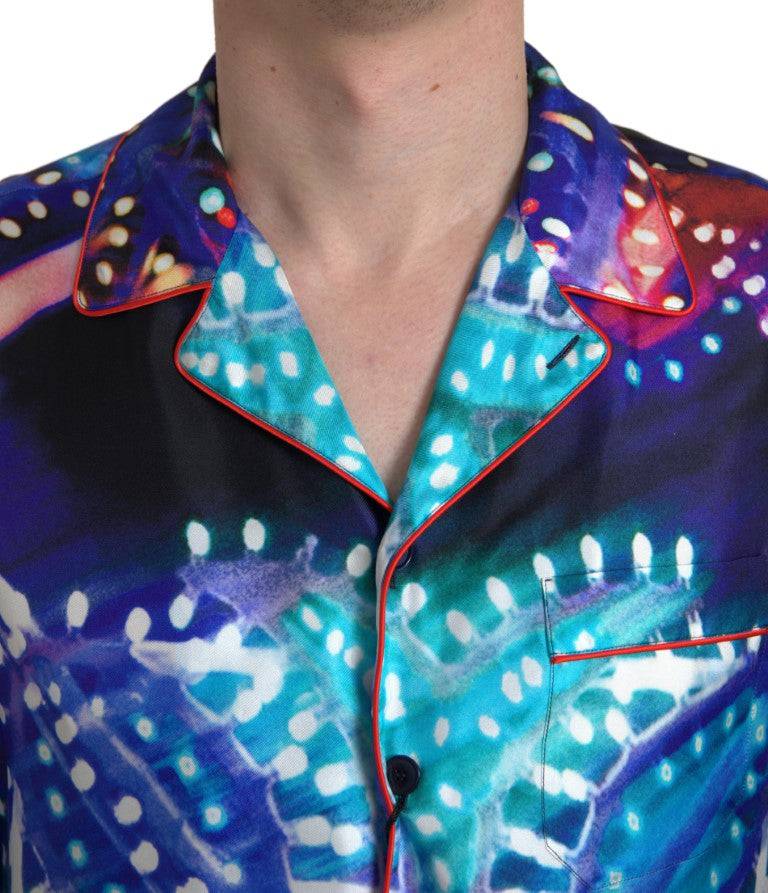 Dolce & Gabbana Psychedelic Print Silk Pajama Shirt - ACCEXO