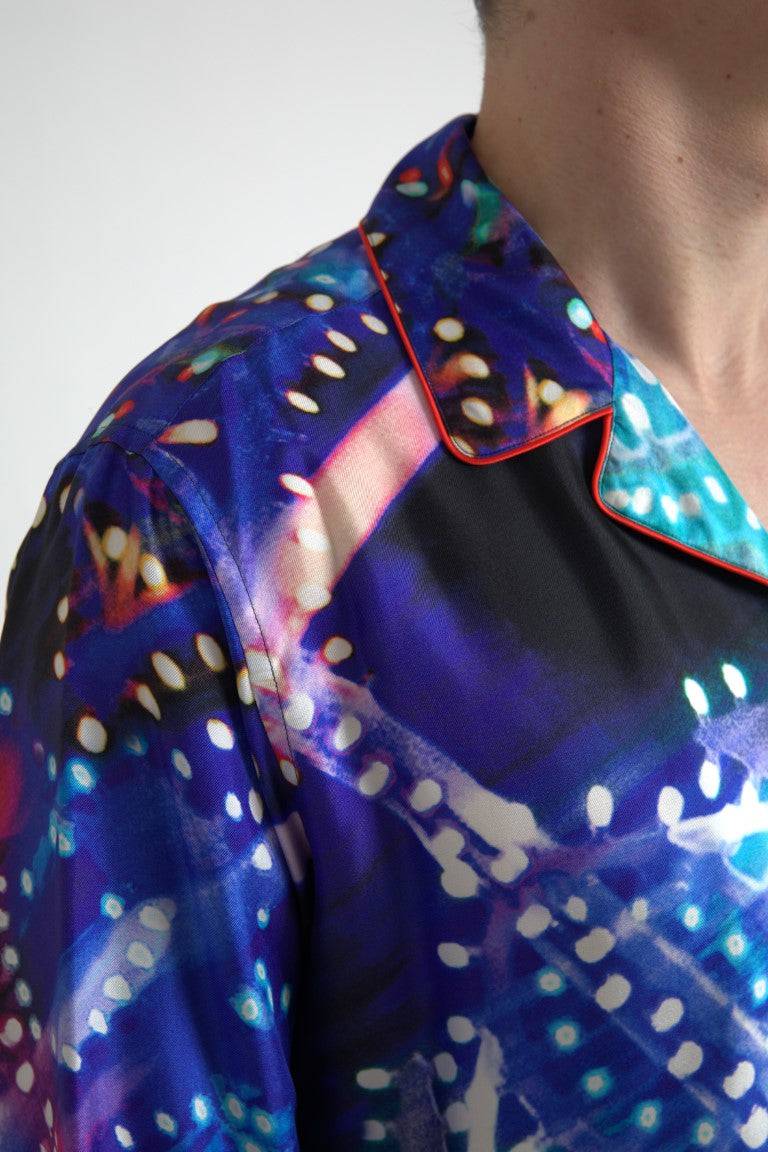 Dolce & Gabbana Psychedelic Print Silk Pajama Shirt - ACCEXO