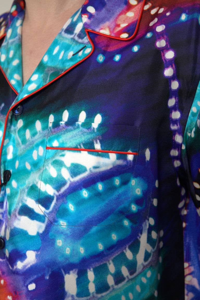 Dolce & Gabbana Psychedelic Print Silk Pajama Shirt - ACCEXO