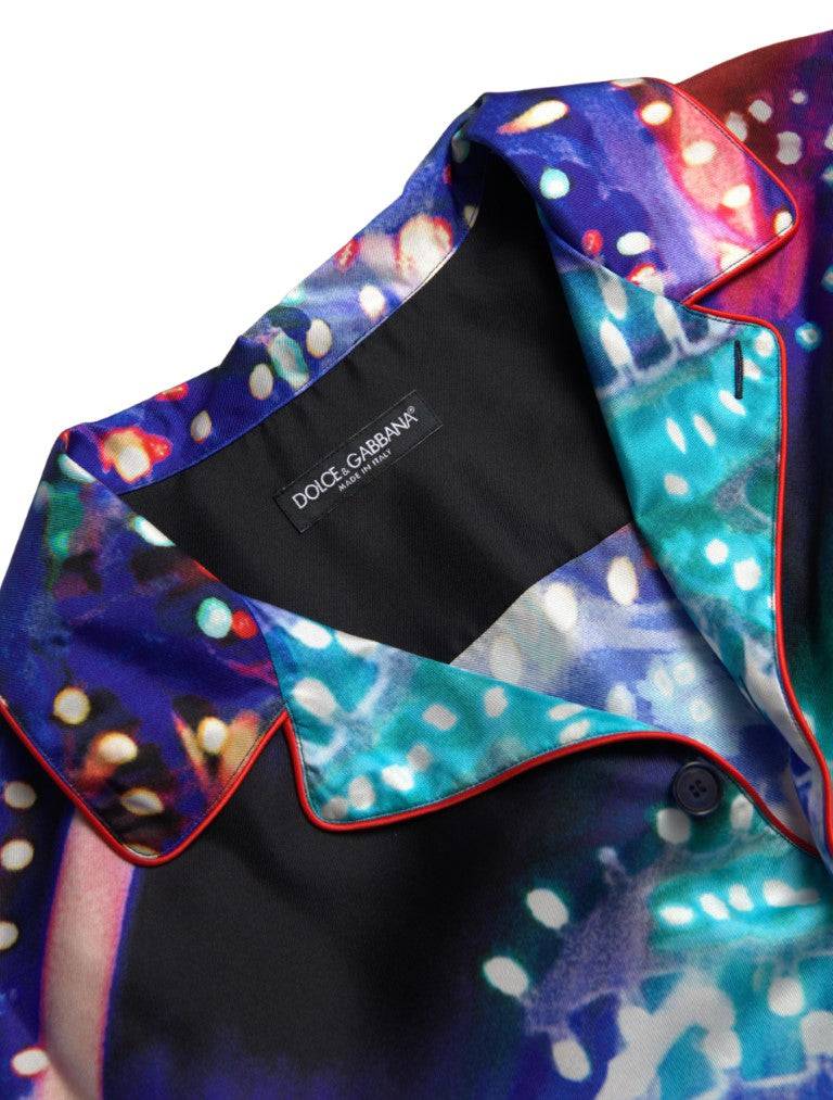 Dolce & Gabbana Psychedelic Print Silk Pajama Shirt - ACCEXO