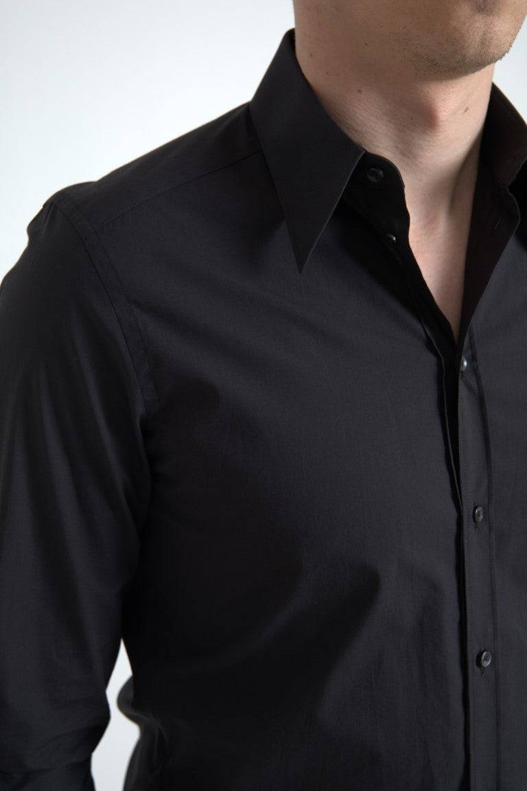 Dolce & Gabbana Elegant Slim Fit Black Cotton Dress Shirt - ACCEXO