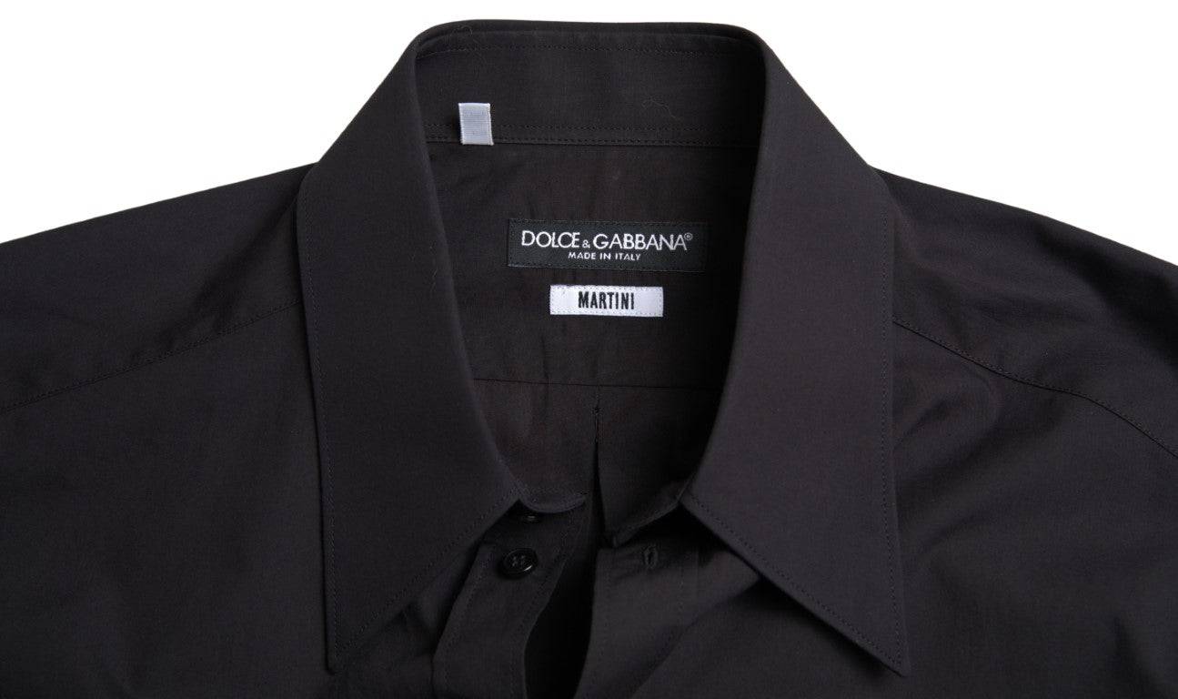Dolce & Gabbana Elegant Slim Fit Black Cotton Dress Shirt - ACCEXO