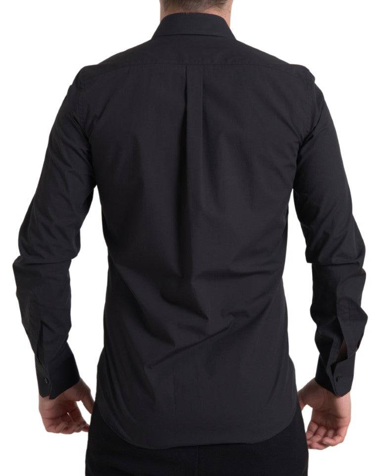 Dolce & Gabbana Elegant Slim Fit Black Cotton Dress Shirt - ACCEXO