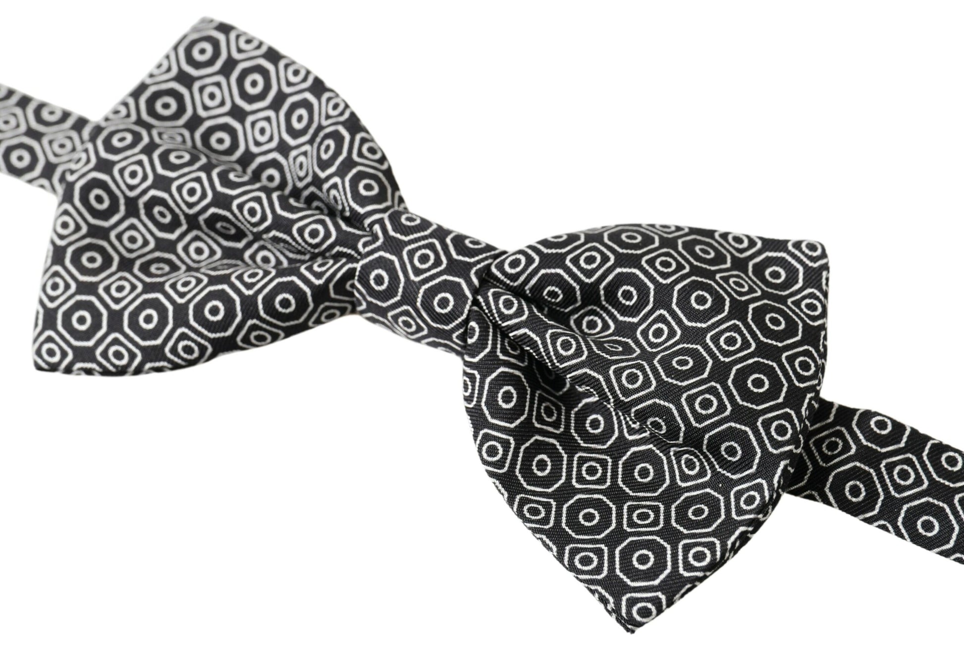 Dolce & Gabbana Elegant Black and White Silk Bow Tie - ACCEXO