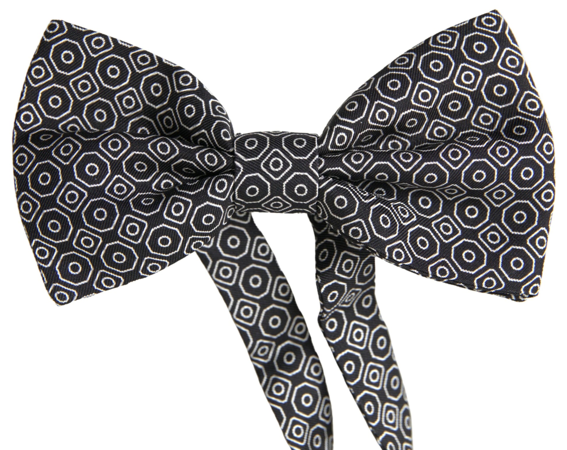Dolce & Gabbana Elegant Black and White Silk Bow Tie - ACCEXO