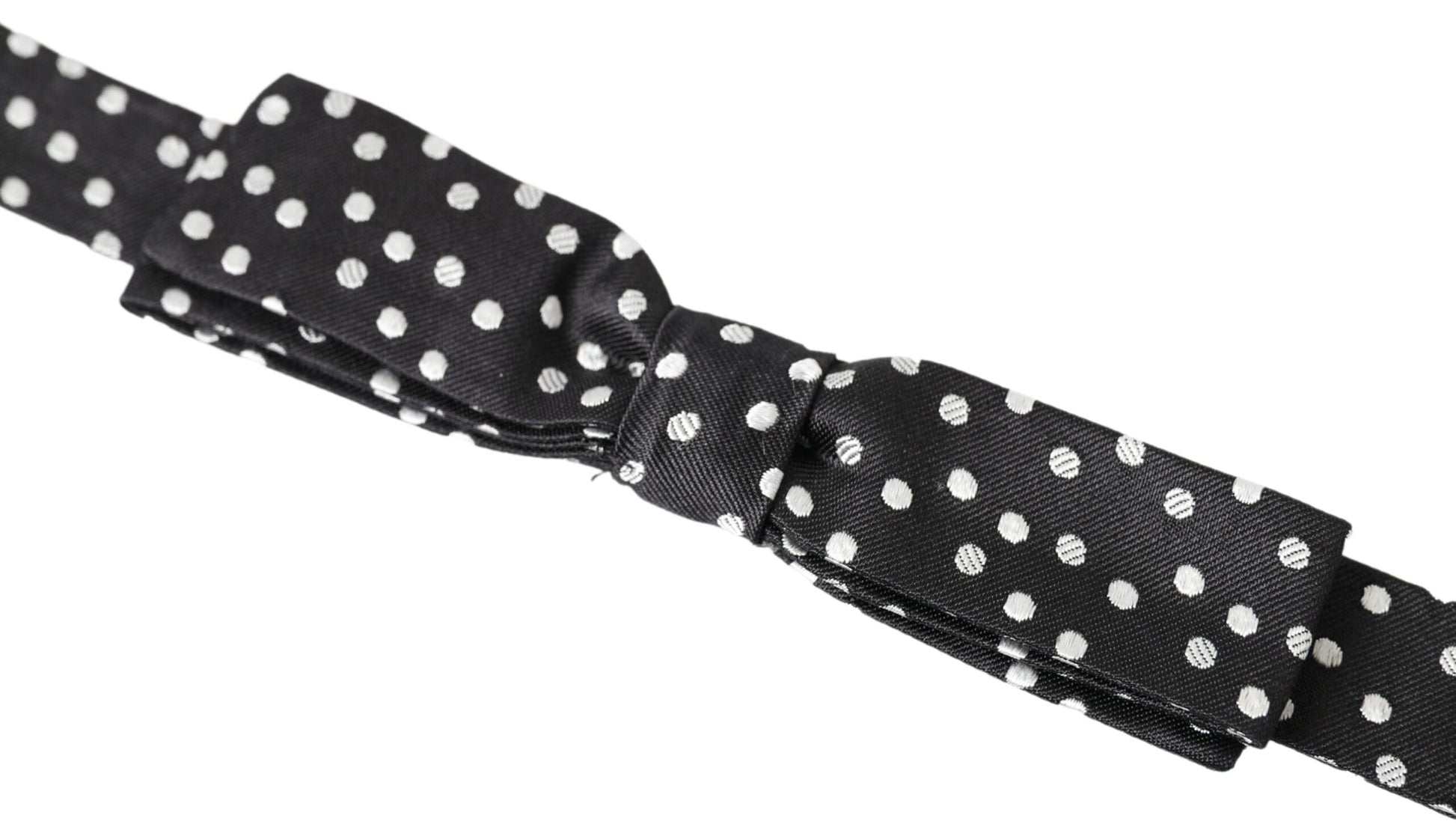Dolce & Gabbana Elegant Black Silk Bow Tie with Logo Detail - ACCEXO