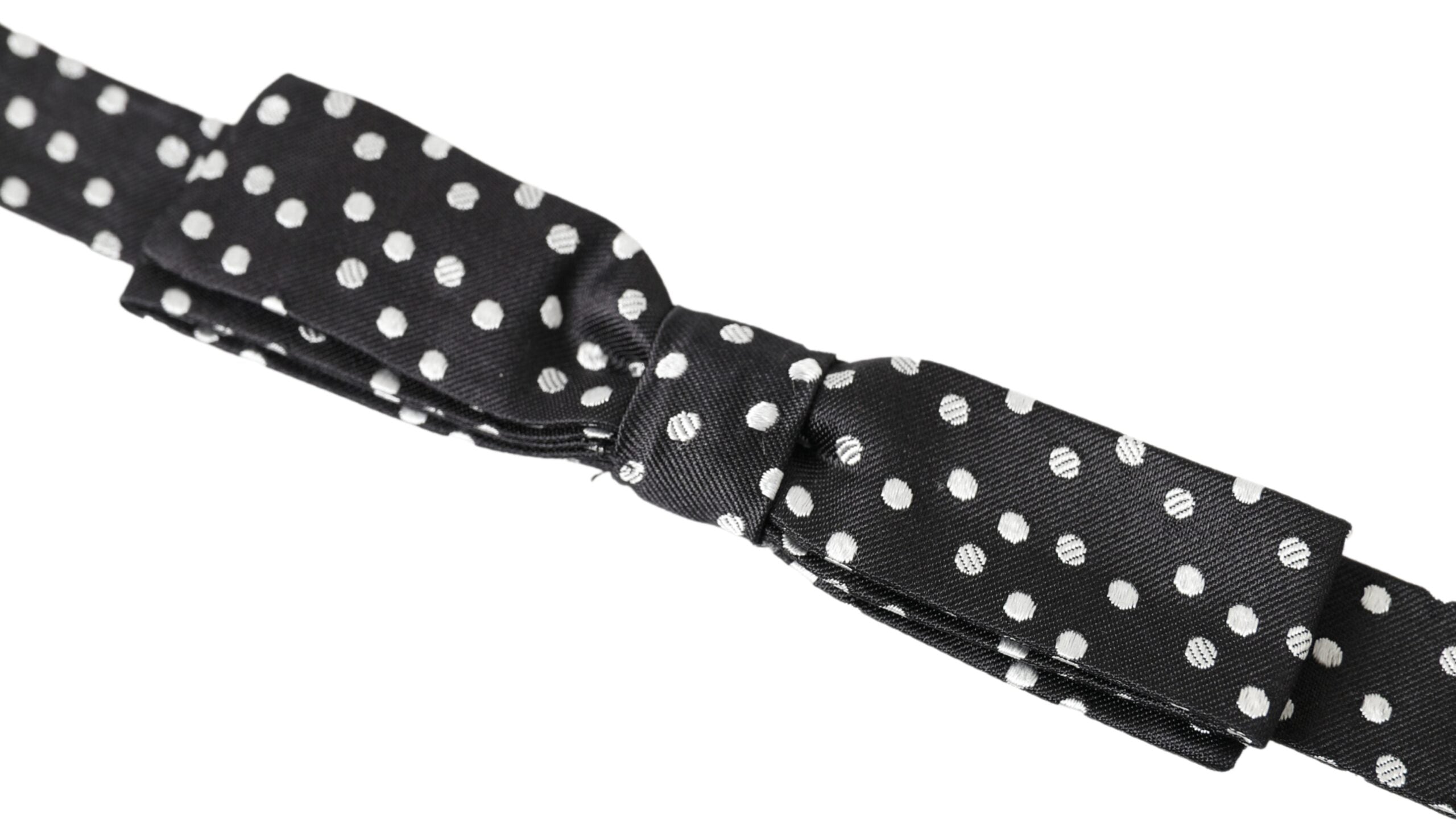 Dolce & Gabbana Elegant Black Silk Bow Tie with Logo Detail - ACCEXO