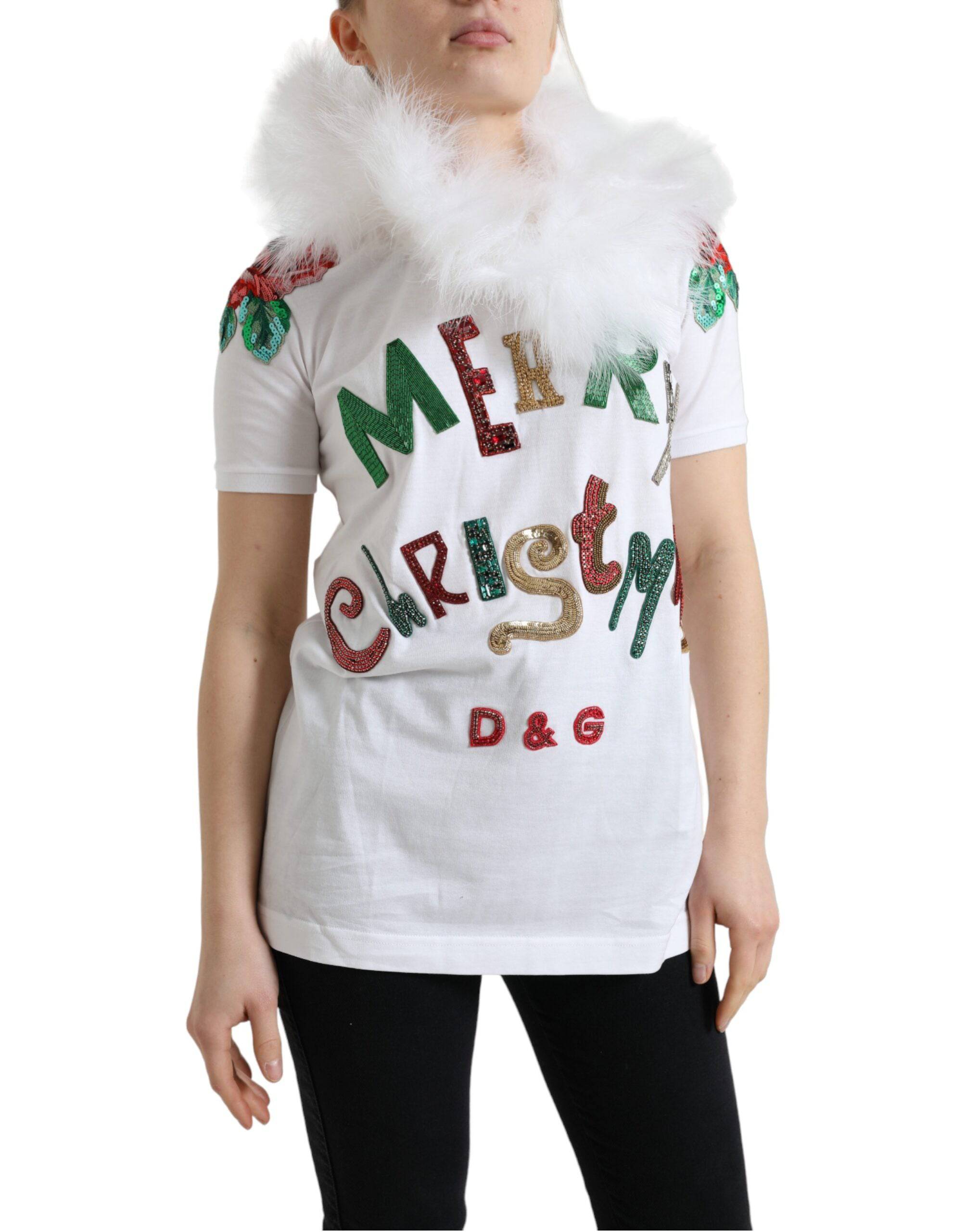 Dolce & Gabbana Elegant Sequin Embellished Cotton Tee - ACCEXO