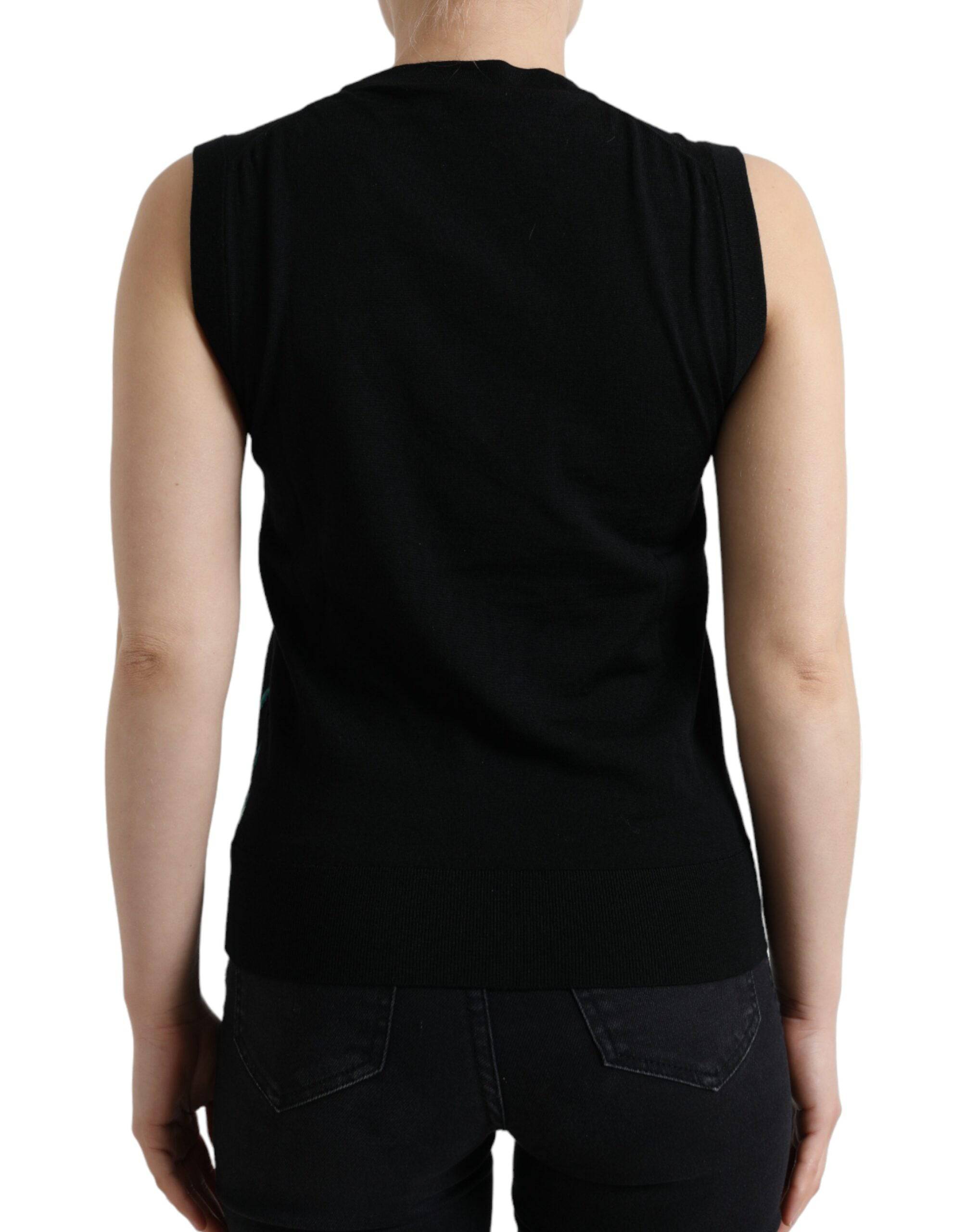 Dolce & Gabbana Elegant Crew Neck Wool Silk Tank with Bird Embroidery - ACCEXO