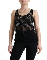 Dolce & Gabbana Elegant Lace Tank Top with Logo Stripe - ACCEXO