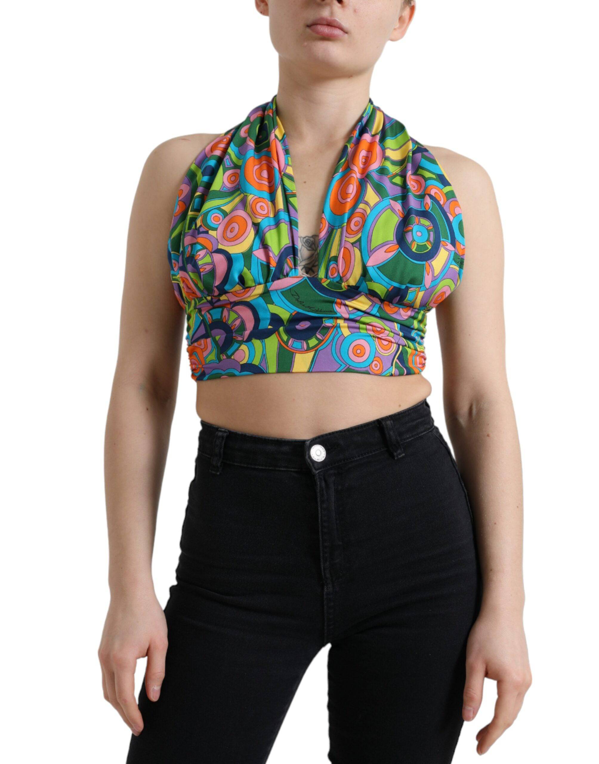 Dolce & Gabbana Elegant Silk Blend Halter Cropped Top - ACCEXO