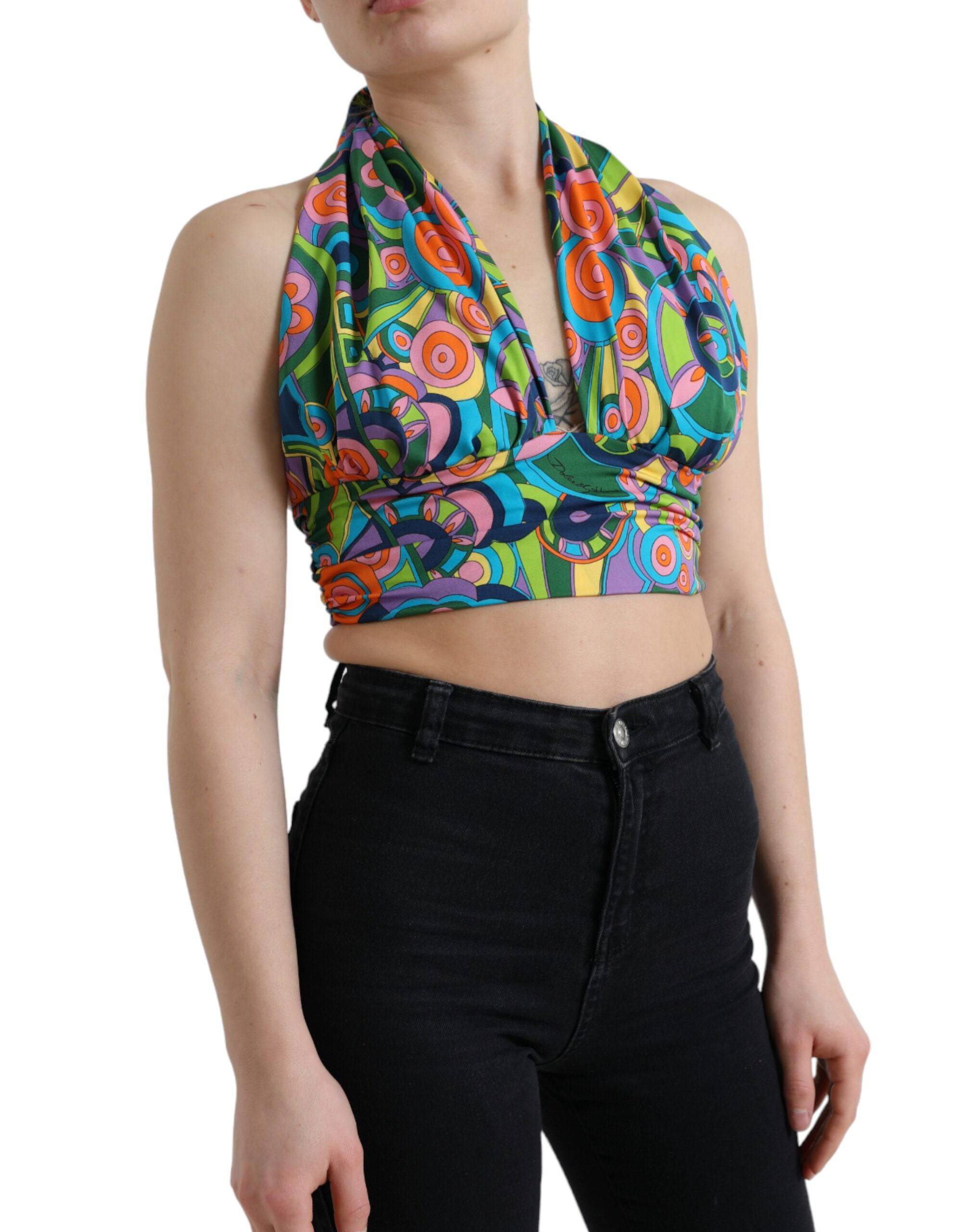 Dolce & Gabbana Elegant Silk Blend Halter Cropped Top - ACCEXO