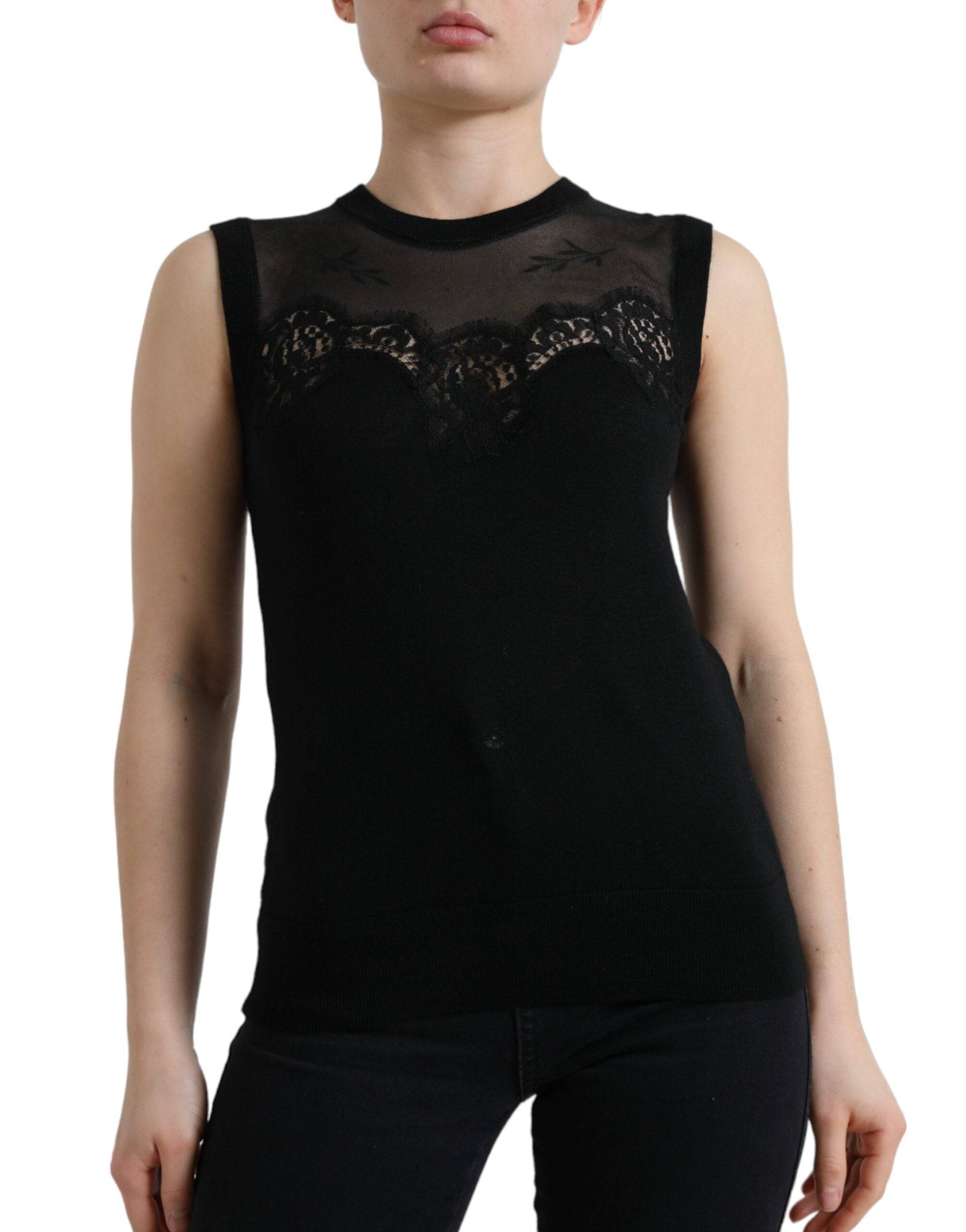 Dolce & Gabbana Elegant Lace Trim Sleeveless Tank Top - ACCEXO