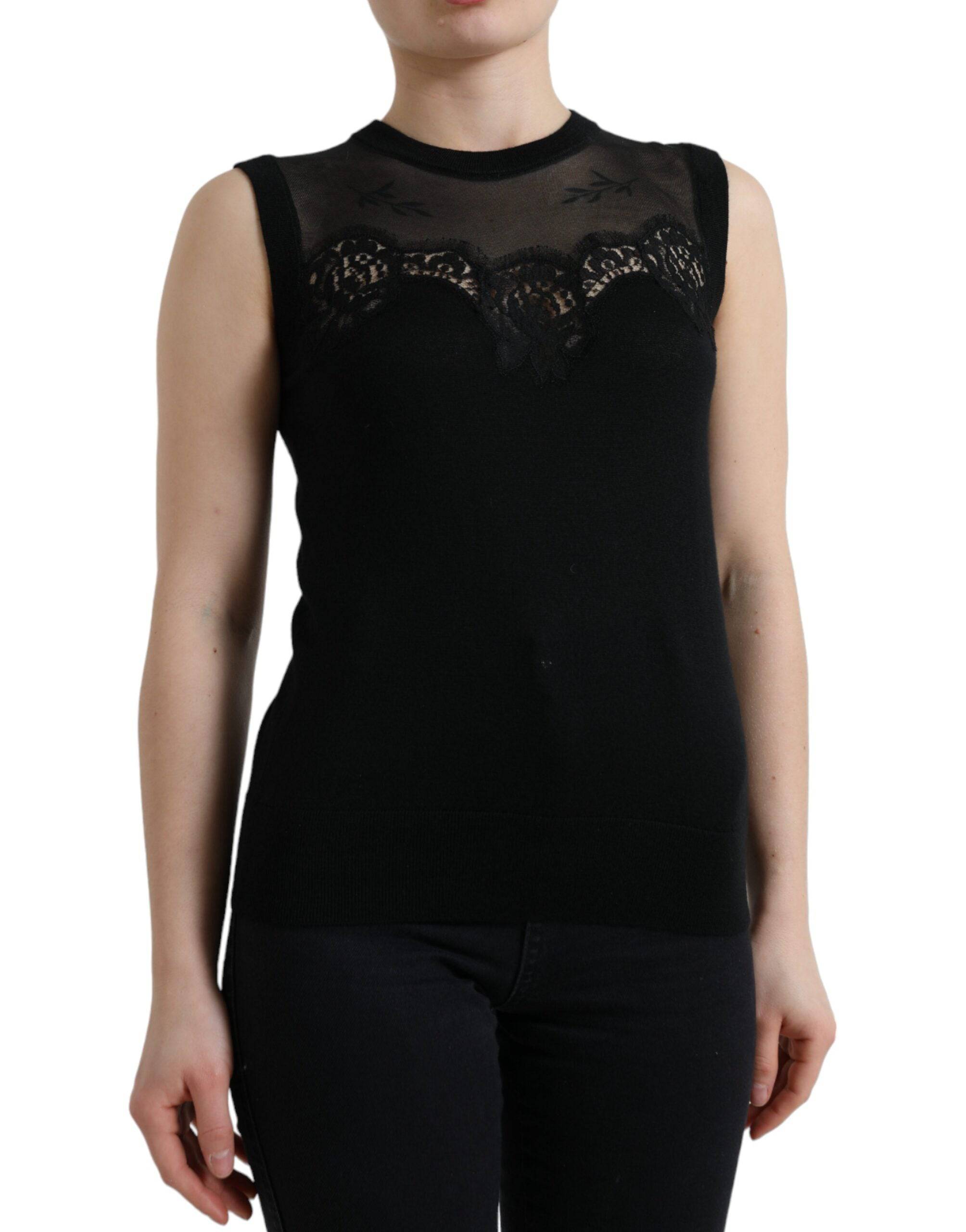 Dolce & Gabbana Elegant Lace Trim Sleeveless Tank Top - ACCEXO