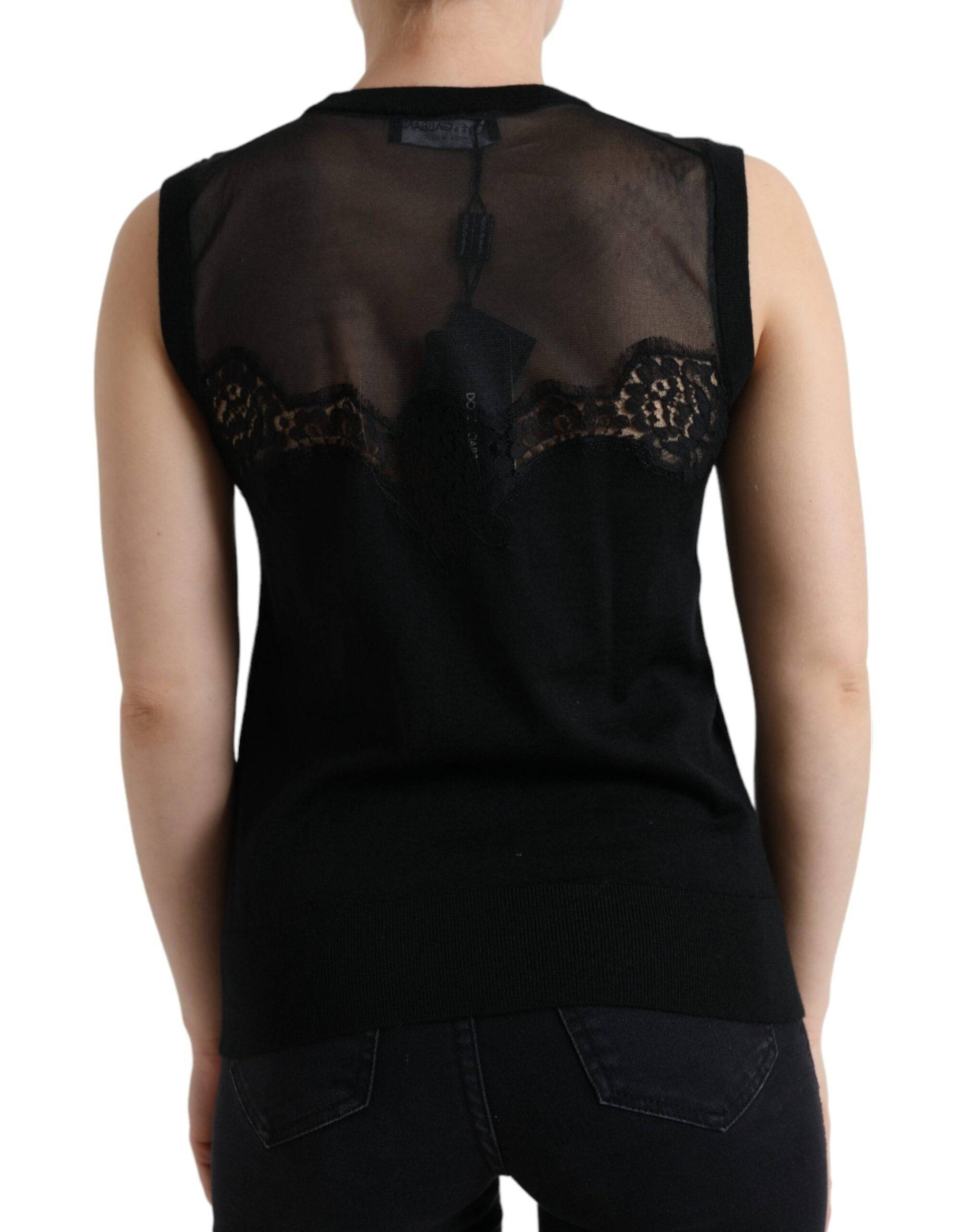 Dolce & Gabbana Elegant Lace Trim Sleeveless Tank Top - ACCEXO